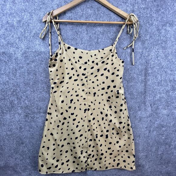 Audrey 3+1 Slip Dress Small Tie Straps Mini Y2K Cheetah Adjustable USA - Picture 2 of 7